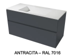 Meuble avec vasque Solid-Surface, finition bois ou couleurs, deux tiroirs à onglet, L.60, 70, 80, 100, 120 et 140 cm, P. 45 cm, Hauteur 55 cm, Stock disponible, LIVRAISON OFFERTE